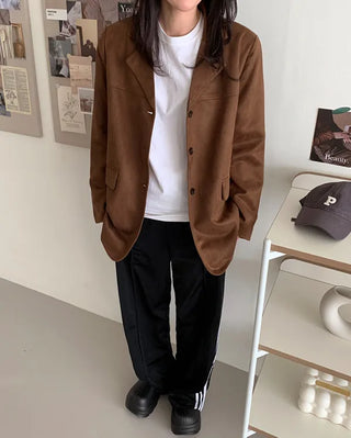 Oversized suede single jacket