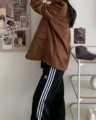 Oversized suede single jacket