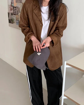 Oversized suede single jacket