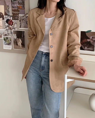 Oversized suede single jacket