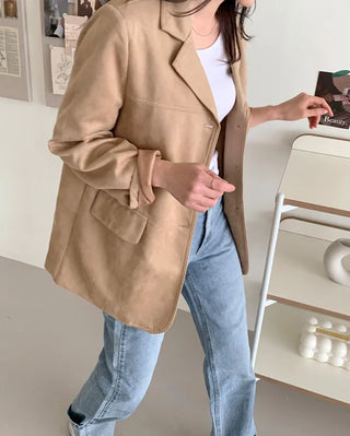 Oversized suede single jacket