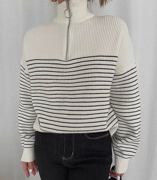 stripe zip-up sweater