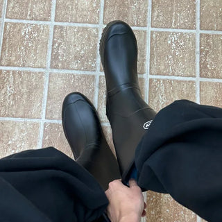 Simple belt medium rain boots
