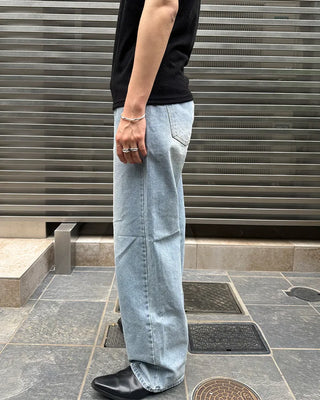 Washed wide-leg denim
