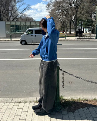 Oversized washed zip hoodie