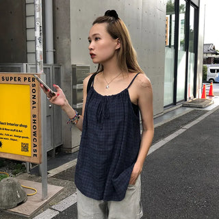 Checked Shirred Camisole