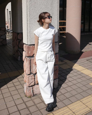 High-waisted balloon cotton pants