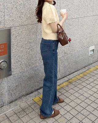 Elastic waist denim pants