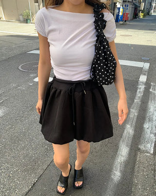 Shoulder shirring detail draped T-shirt