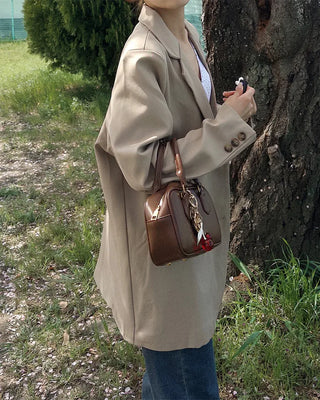 Oversized button-down single jacket