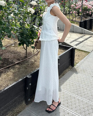 Polka Dot Chiffon Long Skirt