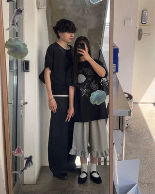 Frilled mid-length sweatpants