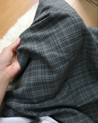 Waist string check long skirt