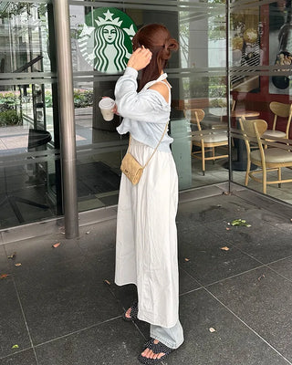 Ribbon flared long skirt