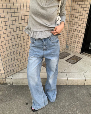 Cubic Wide Denim Pants