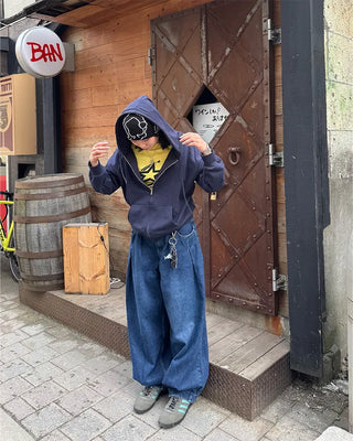 Two-pleat denim pants
