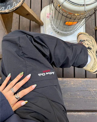 Embroidered Logo Wide Nylon Pants