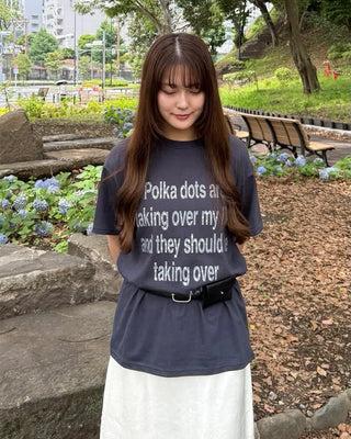 Dot lettering print short-sleeved T-shirt