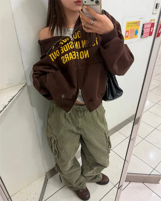 Lettering Zip Hoodie