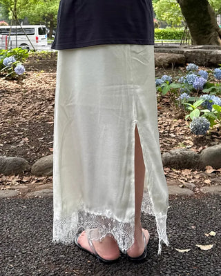 Lace satin maxi skirt