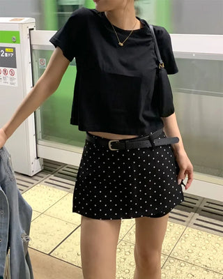 Polka dot mini skirt pants
