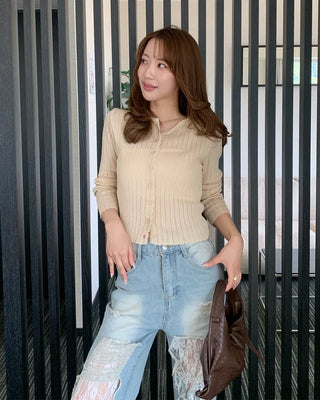 Heart Button Round Cardigan