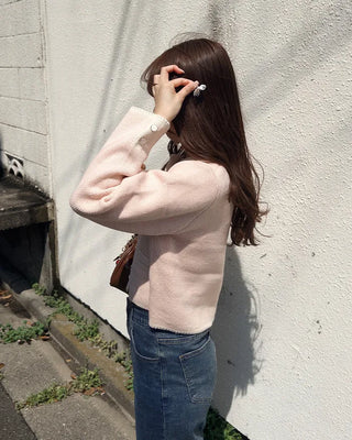 Two-tone knit cardigan