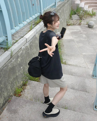 Nylon shorts with string waistband