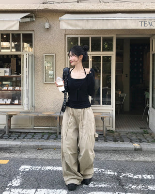 [2-way] Carpenter Tucked Wide Pants