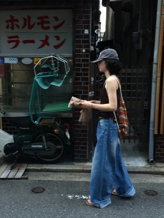 (~XL) Washed Wide Denim Pants