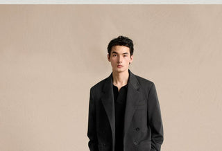 [CULTUM] Wool Blend Double Breasted Relaxed Blazer