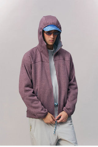 [Monterest] Fleece-Lined Hooded Zip-Up Cardigan