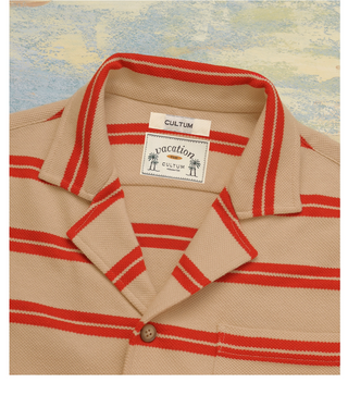 [CULTUM] Striped Cuban Collar Shirt