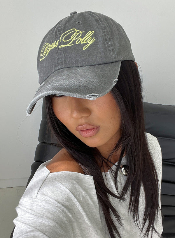 Off Duty Distressed Cap Grey  Yellow