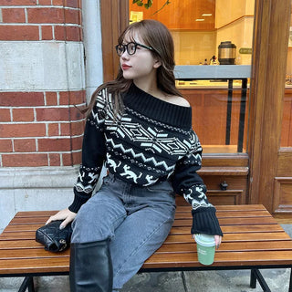 Snowflake Off-Shoulder Knit