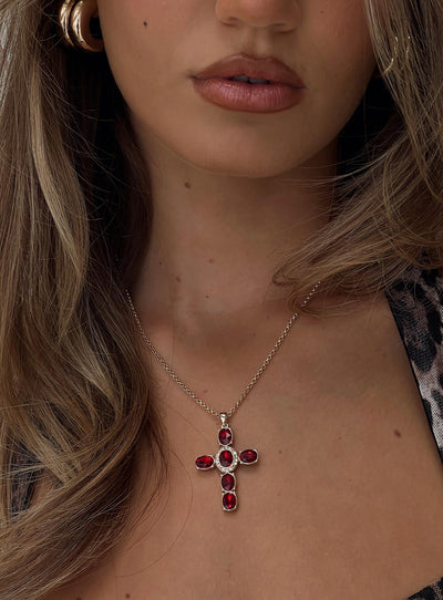 Jacintha Necklace Gold  Red