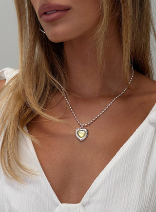 Wishes Granted Dainty Pendant Necklace Silver  Yellow