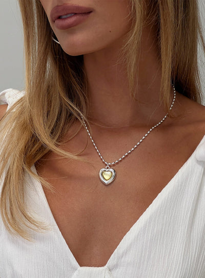 Wishes Granted Dainty Pendant Necklace Silver  Yellow