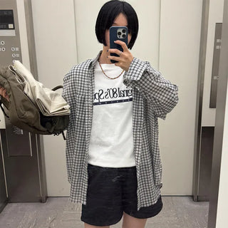 Checked sheer shirt