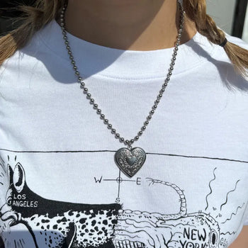 Antique Heart Ball Necklace