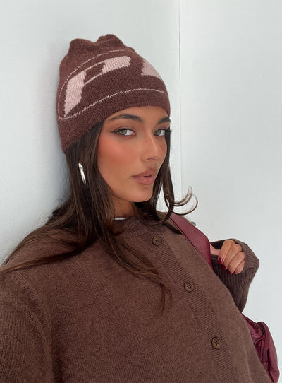 Rhiara Beanie Brown  Pink