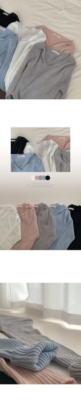 Slim slit ribbed knit - 5 colors