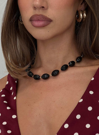 Liviya Beaded Necklace Black