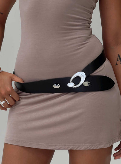 Jaide Low Waist Belt Black  Silver