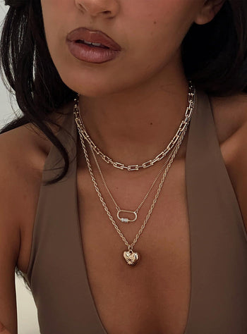 Double Date Layered Necklace Gold