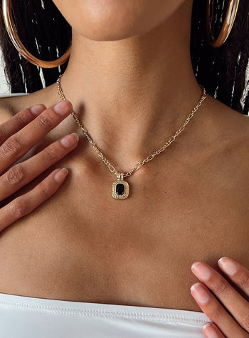 Setton Pendant Necklace Gold  Black