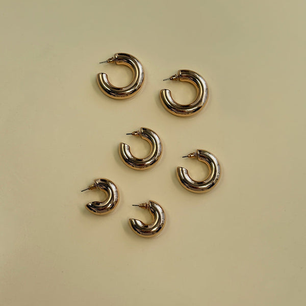 Delah Hoop Earring Pack Gold