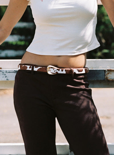 Wild Wild West Faux Suede Belt Cow  Gold