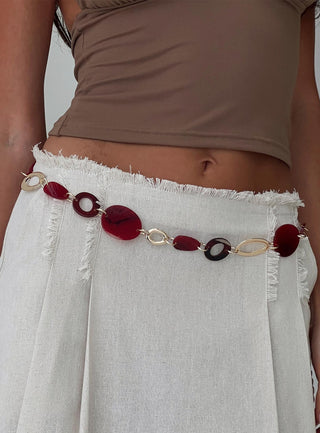 Felon Beaded Chain Belt Gold  Red