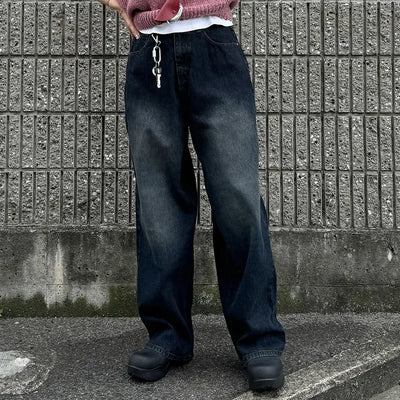 Striped ribbed denim pants